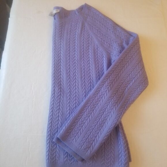 Casual Corner Blue Braided Cable Knit Boat Neck Textured Sweater Size Large - Picture 3 of 10